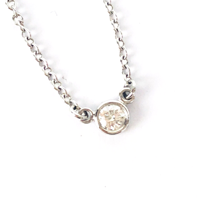 Auth Tiffany & Co. Necklace pendant Elsa Peretti By The Yard Diamond PT950