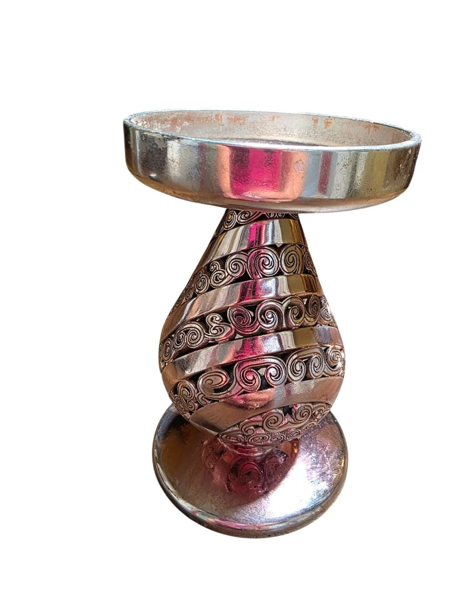 Bougeoirs Vintage Hayakawa Argent Floral – Paire Avec Boîte