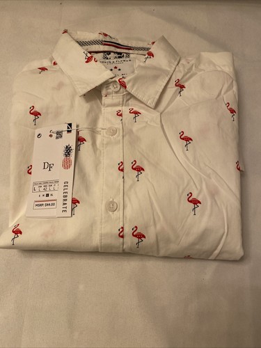 denim and flower mens flamingo shirt