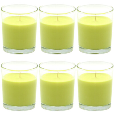 6 Stück Maxi Duftkerzen im Glas 110x95mm Duftkerze Kerzenglas Jasmin - gelb