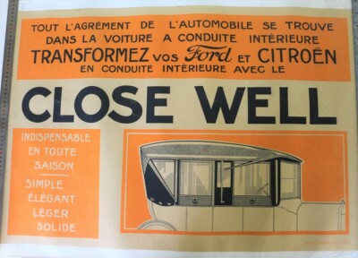 Cartel Antiguo Citroën Ford 1925 Close Well Accesorio Cabrio