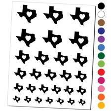 Texas State with Heart Temporary Tattoo Water Resistant Set