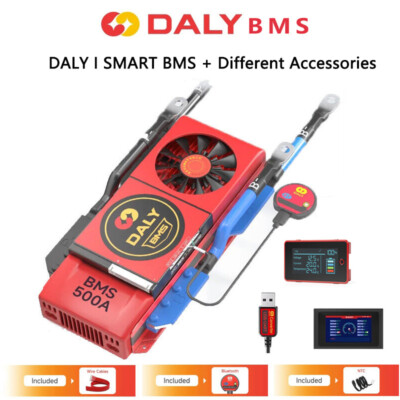 Daly 16S 48V 80A-500A(fan) LiFePo4 Akku Smart BMS w/Balance+Bluetooth Module lot