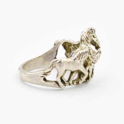 Sterling Silver 925 Designer Otto Equestrian Horse Heavy Ring Size
