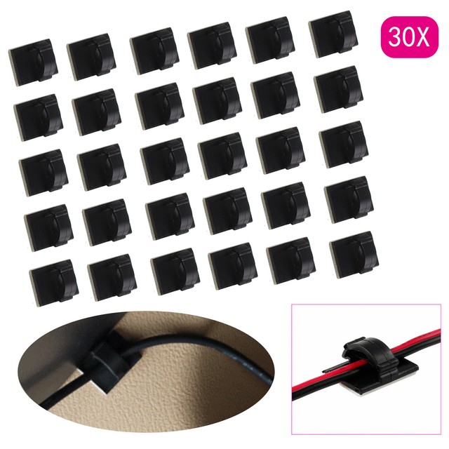 30pcs Mini Self Adhesive Car Wire Clips Rectangle Tie Sticker Cable