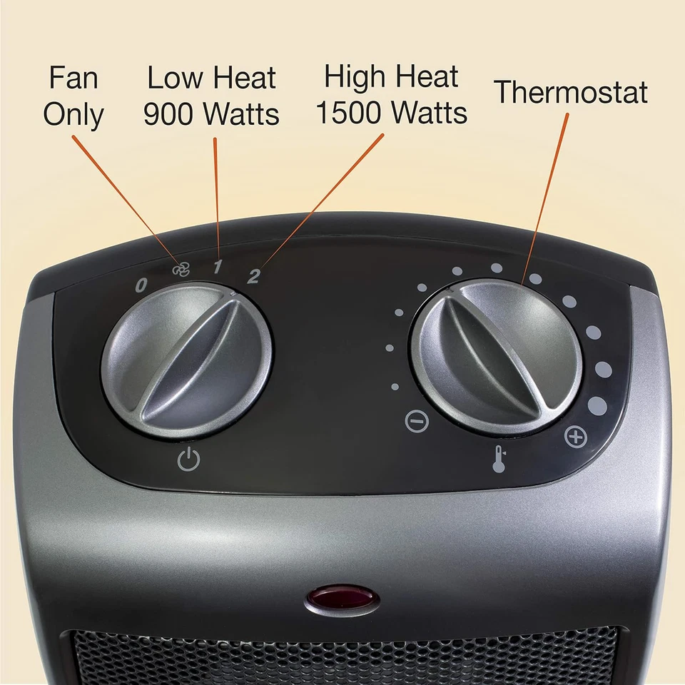 Portable Indoor Electric Ceramic Space Heater with Tip-Over Safety Switch, Overh Foto 4 de 4