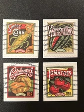 1-Used US 4 Stamp Complete Set. 2015 Forever Summer Harvest #5004-5007. On Paper