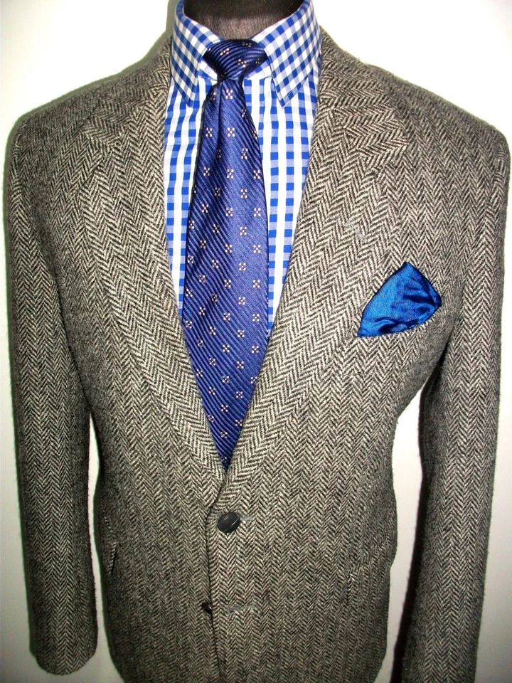 HARRIS TWEED Hacking Norfolk FIELD JACKET BLAZER 42 HERRINGBONE WOOL SPORT COAT - Image 2 of 4