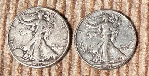 New Listing1945 Walking Liberty Silver Half Dollars (Two)