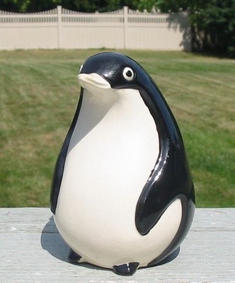 Vintage Emperor Penguin Flour Shaker Figurine Ceramic Pottery Hand Painted Old