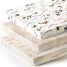 Stretchy Ultra Soft Jersey Knit Fitted Pack and Play Sheets 3 Pack, Portable/...