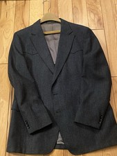 Warren Sewell Bar-Nunn Western Cowboy Cut Blue Wool Sport Coat Jacket 44 Long