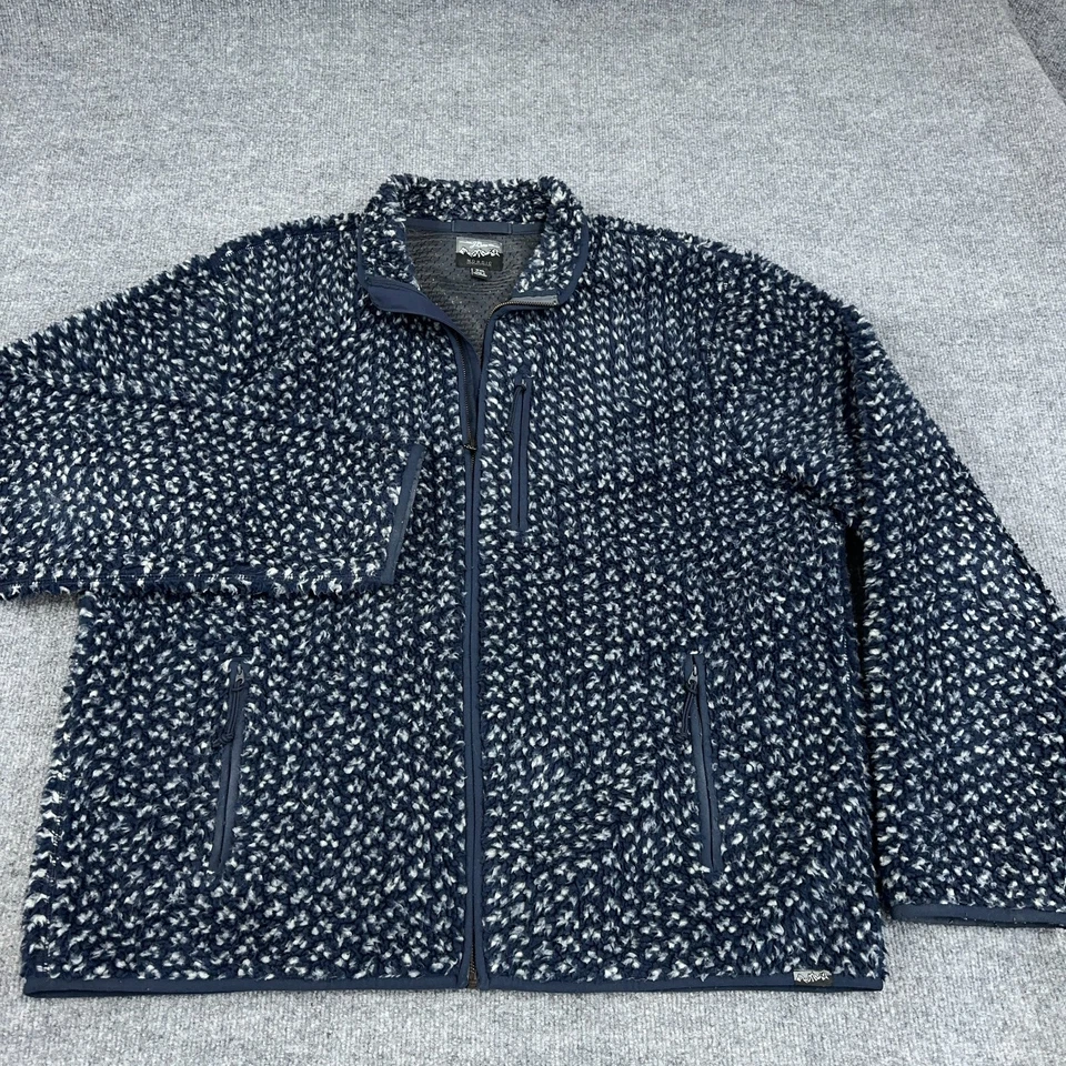 J.CREW Nordic Jacket Men 2XL Navy Fuzzy Sherpa Full Zip Fleece Birdseye Outdoors - Image 2 of 4