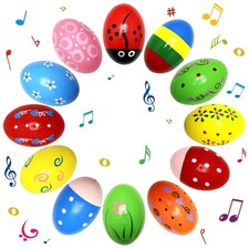 12 Pack Wooden Musical Eggs Shakers Maracas for Baby Kids Percussion Instrument