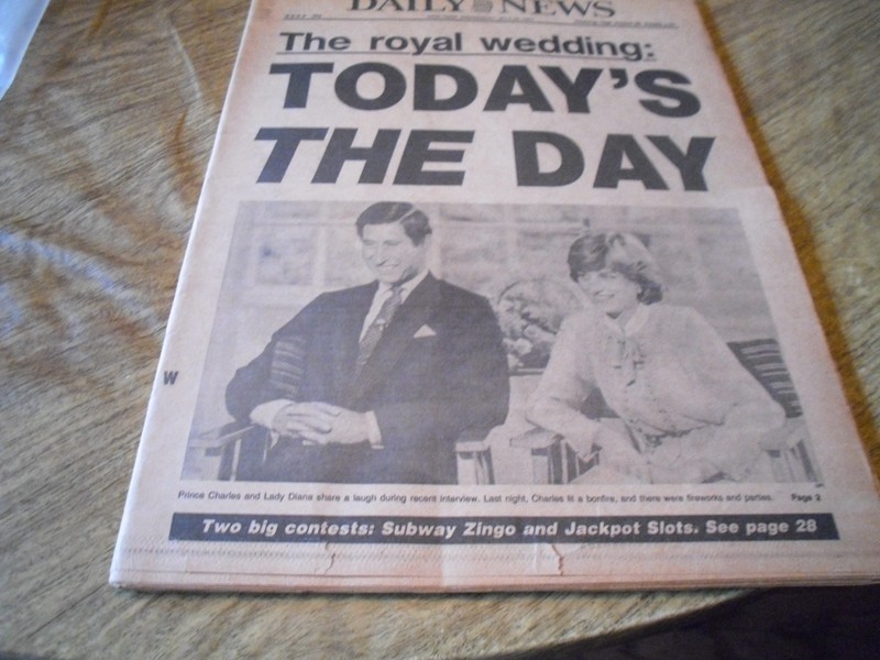July 29,1981 New York Daily News - The Royal Wedding: "TODAY'S THE DAY"