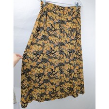 Vintage 90s Floral Maxi Skirt Sz 10 Gold Cottagecore Pockets Retro Prairie Boho