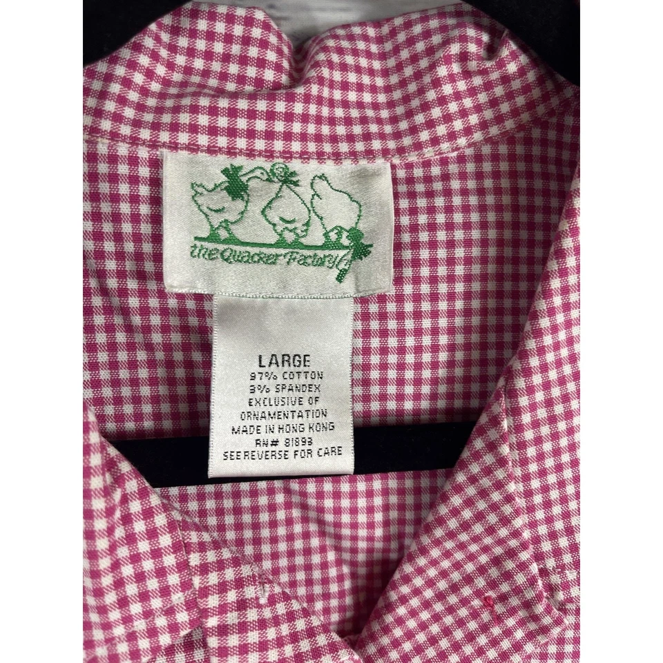 Quacker Factory Jacket Women's Large Gingham Palm Tree Embroidered Button Front - Image 3 of 4