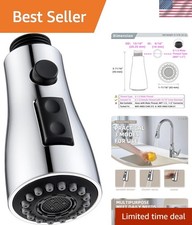 NSF Certified 3-Mode Kitchen Faucet Sprayer Head with Chrome Finish - G 1/2 Inch