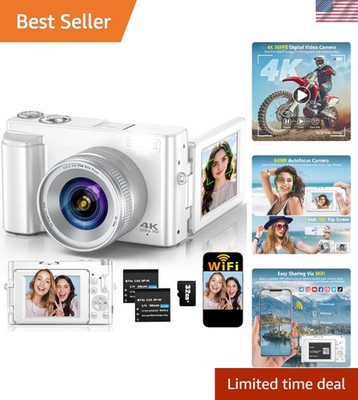 4K Digital Camera for Photography Autofocus, 64MP WiFi Vlogging Camera for Yo...