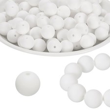 100 Pcs Silicone Beads Bulk, White 15mm Silicone Round Focal Loose Beads