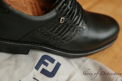 FootJoy Classics 1857 Black Crocodile Leather Golfschuhe UK 7 US 8 EU 40,5 NEU
