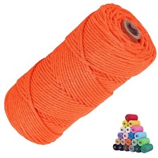 Macrame Cotton Cord 3mm x 109Yards, Orange Natural Macrame Rope, Perfect Macr...