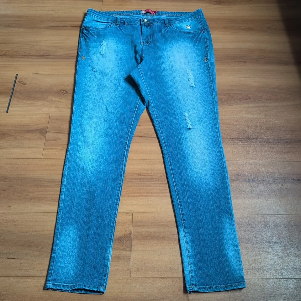 Pantalones Apple Bottoms vintage para mujer 18 tiro bajo bolsillos bordados Nelly años 90 Y2K Foto 4 de 4