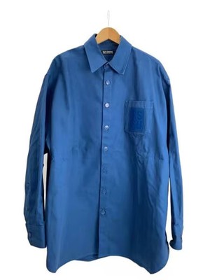 RAF SIMONS/22AW/PIN OVERSIZED DENIM SHIRT/Long-sleeve shirt/M/Cotton/Blue/222-M2