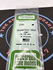 Evergreen Scale. Polystyrene. 14" 246 Quarter Round .030 (5)