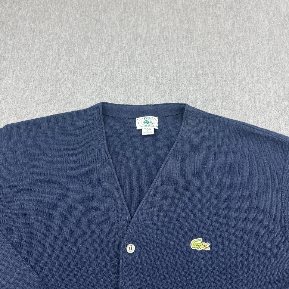 Cárdigan de Colección IZOD Lacoste Hombres Grande Azul Orlon Acrílico Tejido Suéter Hecho en EE. UU. Foto 2 de 4