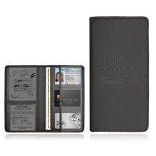 Yourkar Car Registration and Insurance Card Holder, Leather Classic, Black