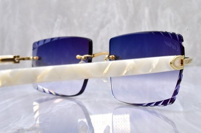 Cartier rimless white c decor gold Diamond cut white pearl sunglasses ct0056o