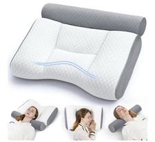 Cervical Neck Pillow for Sleeping, Neck Stretcher 2-in-1 Ergonomic Bed Pillows