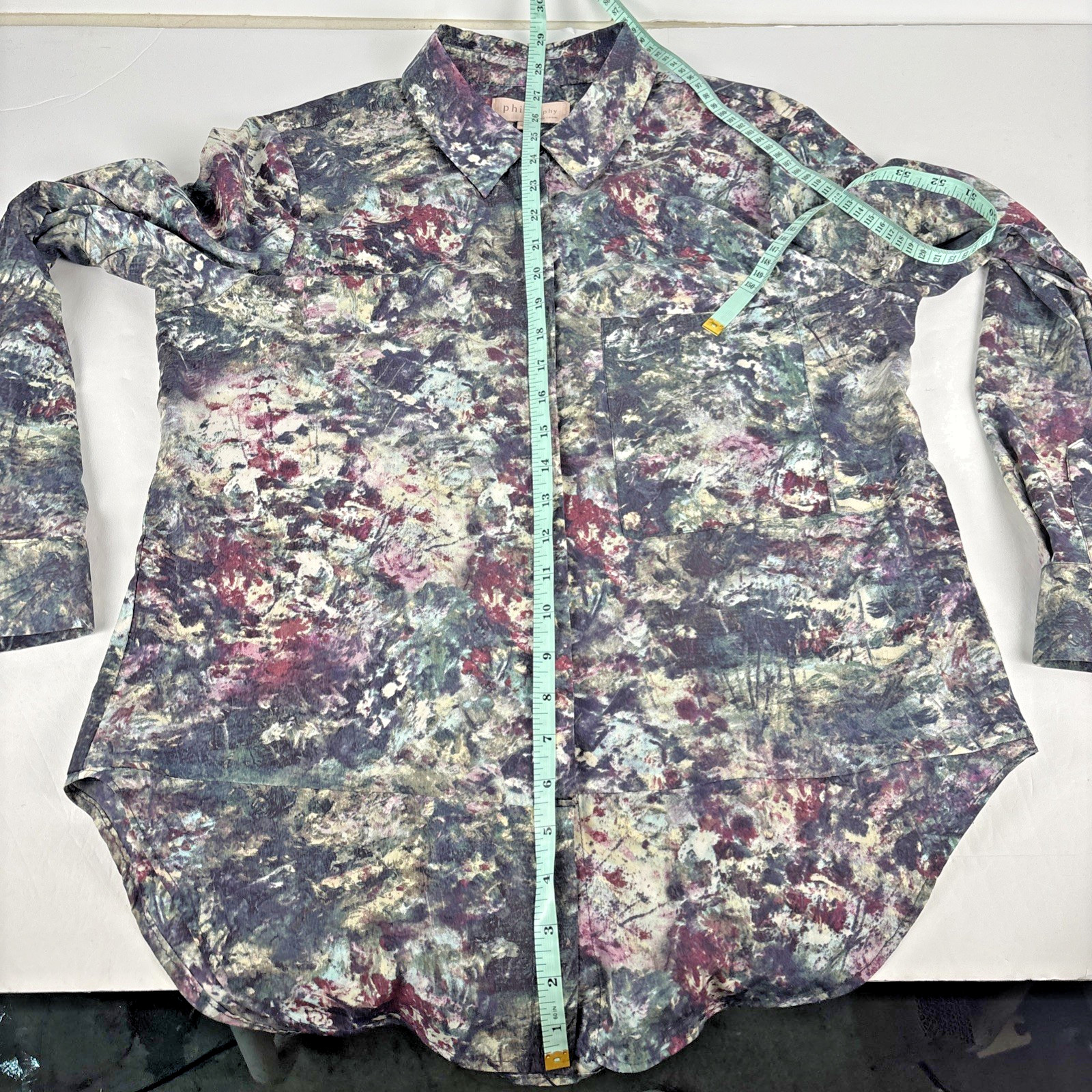 Philosophy Abstract Print Button Front Blouse Top… - image 8