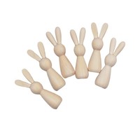 6X Unvollendete HöLzerne Peg Puppen, Unbemalte Kaninchen PuppenköRper FüR
