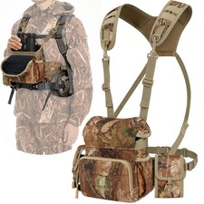 Camo Binocular Chest Pack Harness with Rangefinder Pouch Rain Cover Hunting Gear
