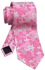 Men's Floral Ties Textured Cravat Luxury Formal Groomsmen One Size Pink