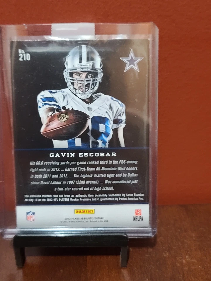 2013 Absolute Premiere Materials #d 5/5 Gavin Escobar #210 RC Dallas Star Patch - Image 4 of 4