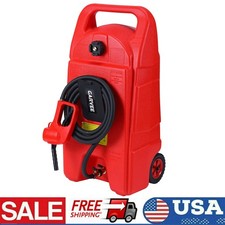 Fuel Caddy 15 Gallon Portable Fuel Tank W Hand Manual Pump Modes 10ft Hose Red