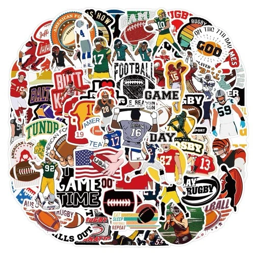 50PCS American Football Rugby Vinyl Waterproof Sport Stickers Laptop Skateboard