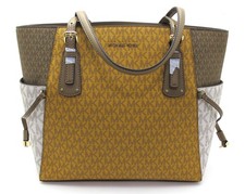 NEW Auth. MICHAEL KORS VOYAGER Coated Canvas MK Signature Shoulder Tote Marigold