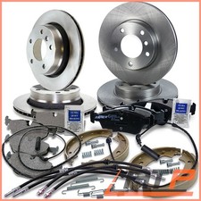 4x DISCO DE FRENO + JUEGO PASTILLAS + MANGUERAS DE FRENO DELANTERAS + TRASERAS PARA BMW SERIE 3 E46