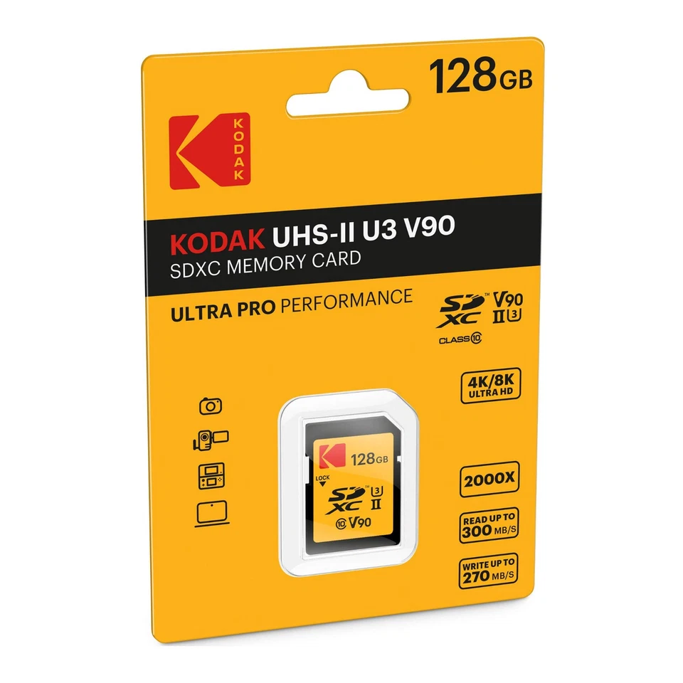 Kodak 128GB Memory Card High Speed for 4K 8K Video DSLR Raw Shooting - Image 2 of 4