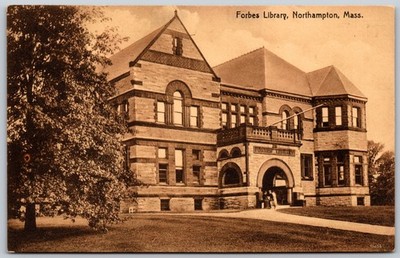 Forbes Library Northampton MA Historic Stone Building ANTIQUE Postcard 5913