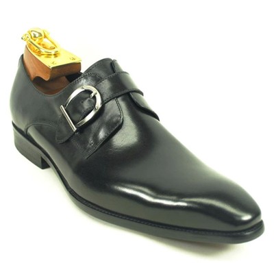 Carucci Leather Black Hand Burnished Monk Strap Men's Dress Shoe (10)
