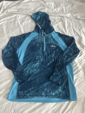 Blue Patterned Habit Solar-Factor UPF 40 Hooded Long Sleeve Men's L Large