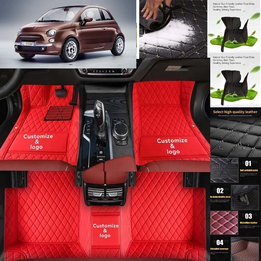 For Fiat 500 Car Floor Mats Luxury Waterproof Liners Carpets Cargo Custom - Imagem 4 de 4