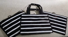 3 Reusable Shopping Totes Shoulder & Hand Straps w/Reinforced Stitching BKWH