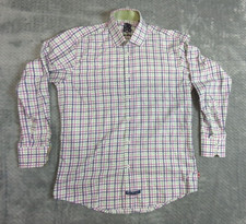 ENGLISH LAUNDRY FLIP CUFF Men  s Check Green Purple Long Sleeve Shirt 16 34/35