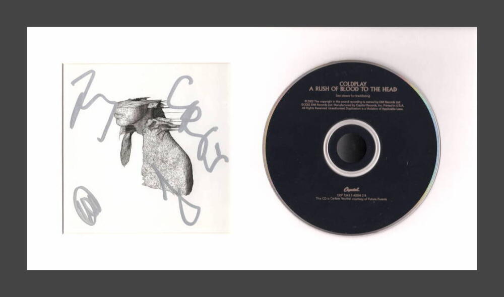 Coldplay Band Signed Autograph A Rush of Blood to the Head Framed CD ...